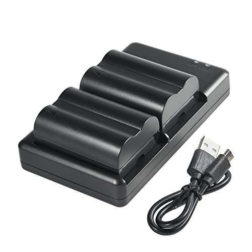 BLM-1 Paquete de baterías de Litio (2 Paquetes) y Cargador Dual Compatible con Olympus PS-BLM1 PS-BLM5 BLM5 y Olympus C-8080 C-8080 Wide Zoom E-3 E-300 E-5 E-500 E-510 E-520 Cámara Cover