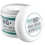 MARS WELLNESS MG+ w/Hemp Pain Cream (4 oz) - Magnesium & Arnica Cream Pain Relief - Cream for Numbing & Healing - Muscle Pain Relief Cream for Sore Legs & Joints, Leg Cramps