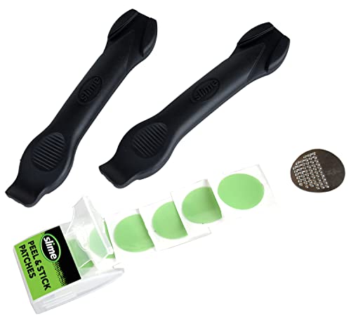 Slime 20483 SKABS, Bike Tire Repair, Peel-and-Stick Patches with Tire Levers