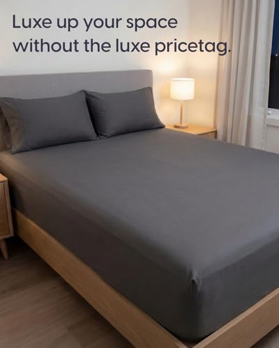 Image of Sleepy Town King Size Bed Sheets - 3 Piece - NO Flat Sheet Included - King Sheet Set - Soft, Comfy & Cooling - Easy Care - Wrinkle & Fade Free - Brushed Microfiber - Deep Pocket Sheets (Dark Grey)