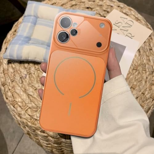 Image of Converter Case for iPhone 12 | Premium Protective Mag-Safe Cover | iPhone 17 Pro / iPhone17 Pro Max Series Style Design | in-Built Camera Guard | Wireless Charging Compatible (Orange)