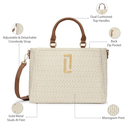 Image of Lavie Luxe Women's Daphne 3 Compartment Satchel Bag | Satchel Handbag for Work | Ladies purse | Stylish Shoulder Bag | Gift for Women