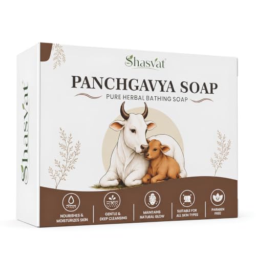 Image of Pure Herbal Panchgavya Bathing Soap 100g - Ayurvedic Natural Soap with Cow Ghee, Milk & Curd - Gentle Skin Nourishing Cleansing Bar for Daily Use - For Men & Women (Pack of 1)