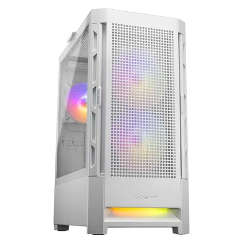 Image of Cougar Gaming Duoface Mid Tower Case Series, Supporting 390mm Graphics Card, Incredible RGB Lighting, Two Distinct Front Panels, Mesh and Tempered Glass (Duoface RGB - White)