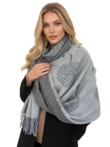 Cashmere Mulberry Tree Reversible Pashmina Shawl - Winter Sc