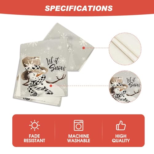 Image of Artoid Mode Grey Snowman Snowflake Let it Snow 2PCS Christmas Table Runner, Seasonal Winter Kitchen Dining Table Decor for Home Party 13x72 Inch