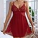 TANGNADE Women Lingerie Lace Babydoll Strap Chemise Halter V Neck Sleepwear Dress Wedding Lingerie for Bride Sexy Lingerie For Women Red M