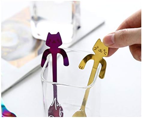 pengxiaomei 6 Pack Mini Cat Coffee Spoon, Stainless Steel Coffee Spoon Hanging Cup Tea spoons Tea Soup Sugar Dessert Appetizer Seasoning Bistro Spoon Stainless Steel