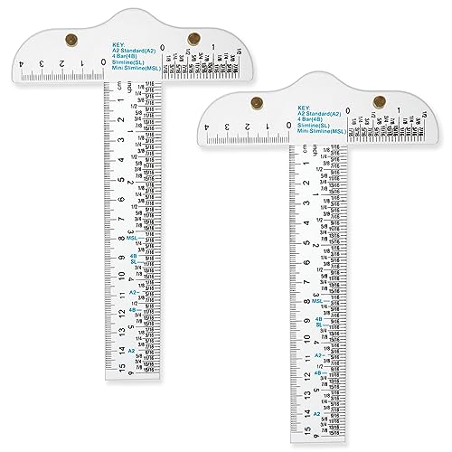 Grevosea 2 Pieces T-Square Rulers, 6 inch/15 cm T-Shape Acrylic Transparent Ruler Plastic T-Ruler Drafting Tools Drafting T Square T Ruler Transparent for Drafting and Crafting General Layout Work