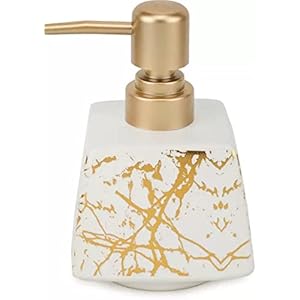SKYWALK Modern Style Ceramic Liquid Soap Dispenser for Bathroom & Kitchen (250 ml)(Metallic Gold)