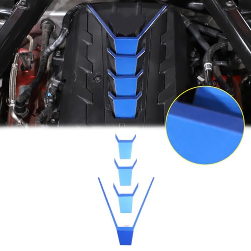 Image of CHEAYAR Engine Shroud Cover Panel Trims Compatible with Chevrolet Corvette C8 2020-2023, Aluminum Alloy Engine Bay Panel Cover, C8 Accessories (Blue)