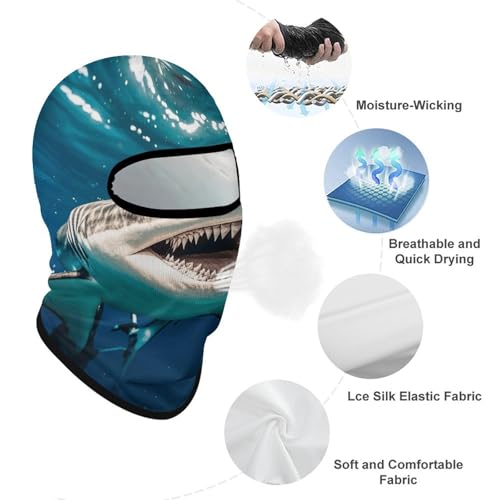 Balaclava para hombre y mujer, máscara para esquí, cubreboca completo con diseño de pez del océano, ideal para ciclismo y motociclismo miniatura 3