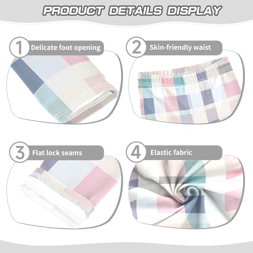 Colorful Checked Pattern Girls Leggings Ultra Soft Compression Yoga Gym Pants for Kids 4-10T3