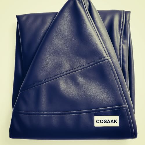 Image of Bean Bag Cover, Faux Leather, 66 x 86 x 112 cm, Indoor Gaming and Reading Chair (Navy, XXL, Solid)