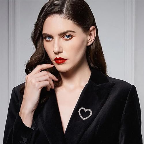 Image of Love Heart Pearl Hollow Out Brooch for Women Elegant Crystal Rhinestone Love Heart Brooches Pin Wedding Party Clothes Accessories Valentines Birthday Jewelry Gifts