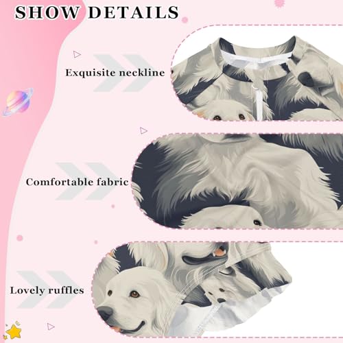 ALAZA Golden Puppy Dog Blue Girls One Piece Swimsuit Long Sleeve Rash Guard Swimsuits UV 50+ Swimwear Zipper4