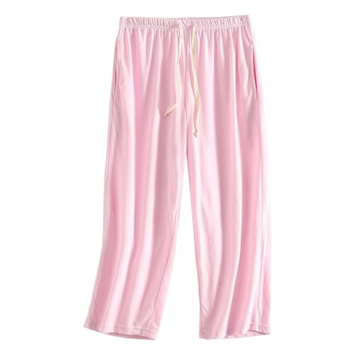 Image of PNAEONG 3 Pack Women Pajama Pants Capri Length Drawstring Pj Bottoms Sleep Lounge Pants with Pockets S-3XL