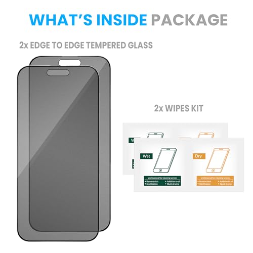 Image of ArmourPro Matte Privacy Tempered Glass Compatible with iPhone 16 Pro (6.3 Inch) with Edge to Edge Coverage and Easy Installation kit (Pack of 2)