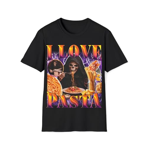 T-shirt squelette I Love Pasta idéal pour vos soirées trattoria entre amis