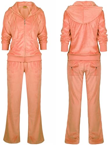 Image of LeeHanTon Womens Jogging Suits Sets Running Velour Outfit Zipper Warm Up 2 Pieces Hoodie and Pant Tracksuit