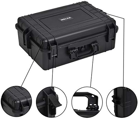 MEIJIA Portable Waterproof Protective Hard Case,Compact Camera Case,Dry Case with Customizable Fit Foam, Elegant Black,22.4"X16.73"X8.46"
