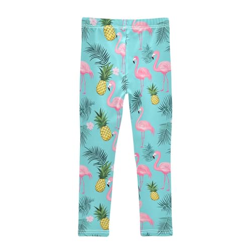 Wusikd Pink Flamingos Girls' Leggings Toddler Doodles Pineapples Kids Yoga Pants Dance Active Tights 4T2