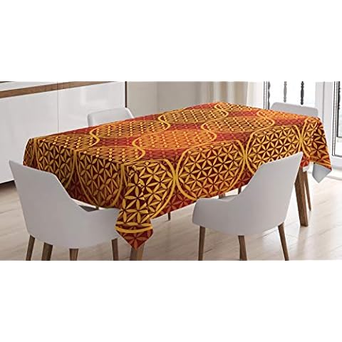 ABAKUHAUS Victorian Tablecloth in Mustard Orange Cover