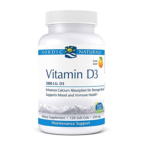 Nordic Naturals Pro Vitamin D3, Orange - 1000 IU Vitamin D3 - 120 Mini Soft Gels - Supports Healthy Bones, Mood & Immune System Function - Non-GMO - 120 Servings