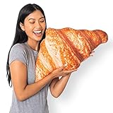 Much Comfort 23' 3D Flaky Croissant Throw Pillow - Made with Super Soft & Ultra Premium Fabric - Cute, Comfortable, Plush, Stuffed French Loaf Bread Toast Cushion for Home Decor - Funny Gift - Medium