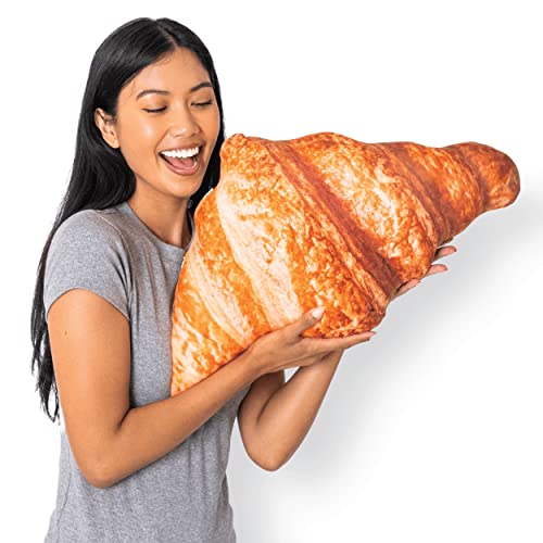 Much Comfort 23' 3D Flaky Croissant Throw Pillow - Made With Super Soft & Ultra Premium Fabric - Cute, Comfortable, Plush, Stuffed French Loaf Bread Toast Cushion For Home Decor - Funny Gift - Medium