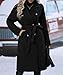 Sexyshine Women's Winter Double Breasted Trench Coat Notch Lapel Long Wool Pea Coat A Line Warm Overcoat with Belt(27373BL,L)