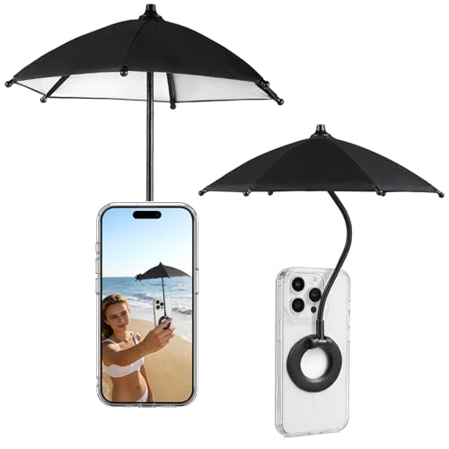 OUTXE Magnetic Phone Umbrella 2026 Upgrade Sun Shade | Mini Universal for Cell iPhone Android Kindle (Black)
