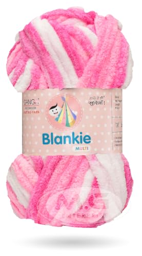 Image of M.G ENTERPRISE Knitting Yarn Thick Chunky Wool, Blankie Multi Pink Flower 100 GMS Best Used with Knitting Needles- Art-BFHB