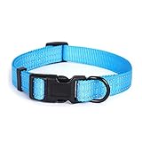 Mile High Life | Dog Collar | Nylon Thick Fabric | with Reflective Straps Three Line | Hot Blue,...