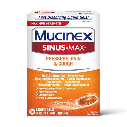 Mucinex Sinus-Max Liquid Gels for Severe Congestion Relief, 16 Count Mucinex Sinus-Max Liquid Gels for Severe Congestion Relief, 16 Count