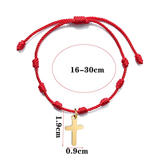 Cross Bracelet For Women Men Handmade Braided Red Rope 7 Knots Strings Bracelet Girls Lucky Jewelry #TOP3