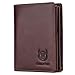Bullcaptain Large Capacity Genuine Leather Bifold Wallet/Credit Card Holder for Men with 15 Card Slots QB-027 (Brown)