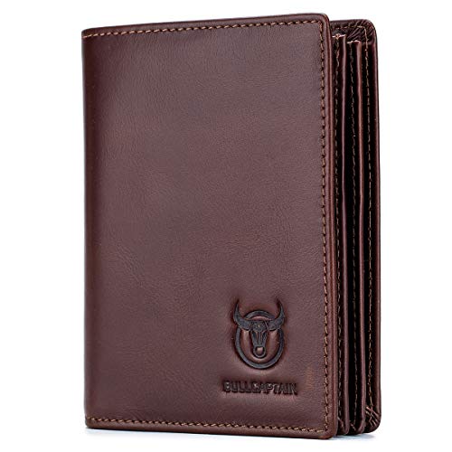 BULLCAPTAIN Large Capacity Genuine Leather Bifold Wallet/Credit Card Holder for Men with 15 Card Slots QB-027