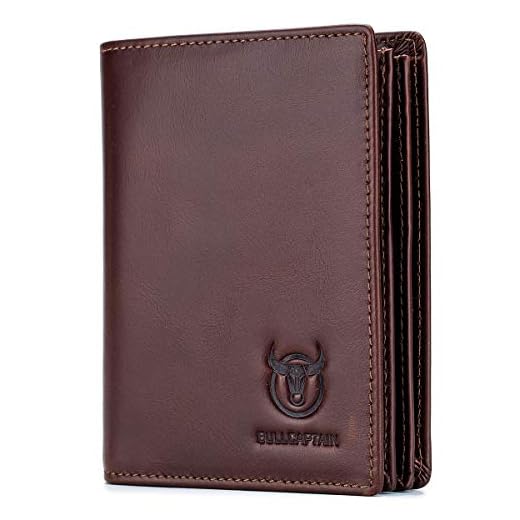 BULLCAPTAIN Large Capacity Genuine Leather Bifold Wallet/Credit Card Holder for Men with 15 Card Slots QB-027 (Brown)