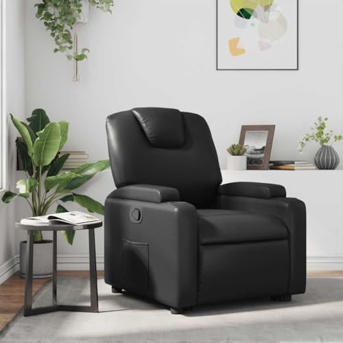 IBUQDDV Fauteuil de lecture, fauteuil à accoudoirs, fauteuil de télévision, fauteuil de relaxation, fauteuil de relaxation, en cuir synthétique, noir, pour...