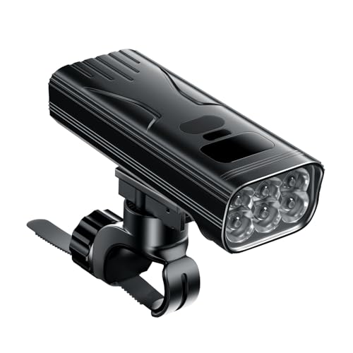 自転車 ライト 充電式 大容量6400mAh 6個強力ランプ 自転車ヘッドライト 高輝度 電池残量表示 IPX6 防水 防振 耐衝撃 テールライト付き LED ヘッドライト モバイルバッテリー機能付き 簡単取付 懐中電灯兼用 ロードバイク クロスバイク ライト サイクリング 通勤 通学 停電対策 地震対策 (鉄色)のサムネイル