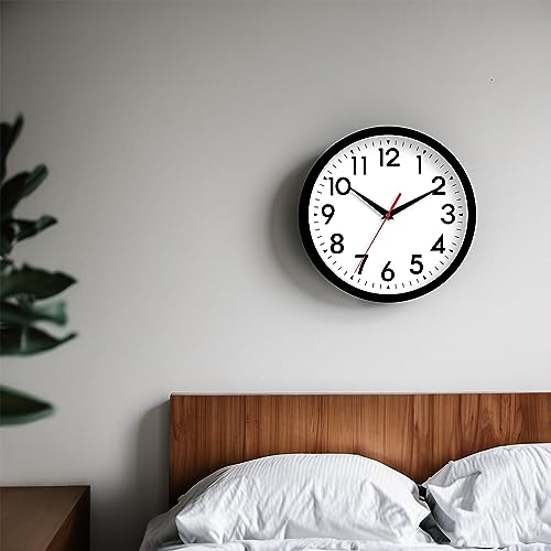 DAXSMY Wall Clock Small Analog 8 Inch Silent Non Ticking Battery Operated Modern Simple Decorative for Kitchen Office Bedroom Bathroom Living Room(Black)