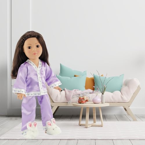 Emily Rose Doll Clothes 18 inch Doll PJs Pajamas Accessories Toy Gift Set Collection for Girls Kids | 18\" Doll Clothing PJ Outfit with 18\" Doll Bunny Slippers Accessory! | Gift Boxed!