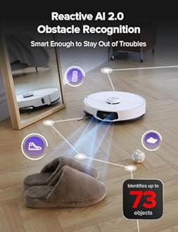 roborock S8 MaxV Ultra Robot Vacuum & Sonic Mop, 10000 Pa Suction, Corner to Edge Deep Cleaning, Hot Air Self-Drying, Auto Empty & Refill, Detergent Dispenser, Obstacle Avoidance,White