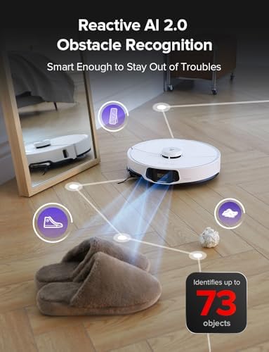 roborock S8 MaxV Ultra Robot Vacuum & Sonic Mop, 10000 Pa Suction, Corner to Edge Deep Cleaning, Hot Air Self-Drying, Auto Empty & Refill, Detergent Dispenser, Obstacle Avoidance,White