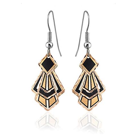 Artisan Copper Art Nouveau Earrings- Fan Shaped Art Deco Drop Earrings Vintage Art Deco Earrings Copper Drop Earrings Cover