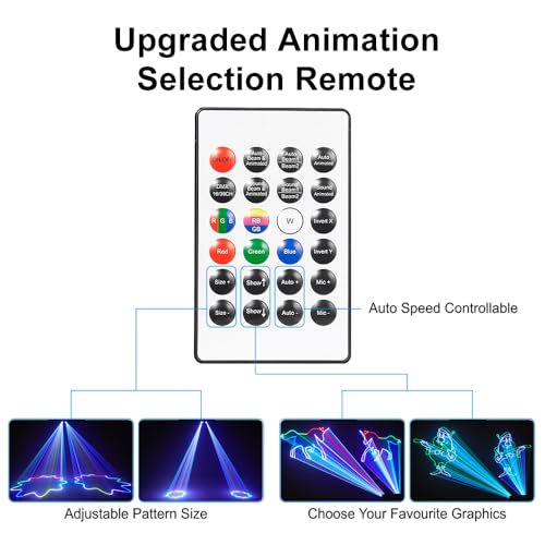 Image of Animation Laser Light DJ Light, WorldLite Stage Party Lazer 3D RGB Full Color with DMX512, Music Sound & Remote, Great for Club Party Disco Lights Bar Wedding DJ Stage Lighting