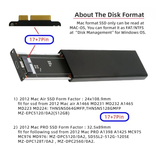 Case externo para SSD Mac 7+17Pin USB 3.0 Type-C miniatura 6