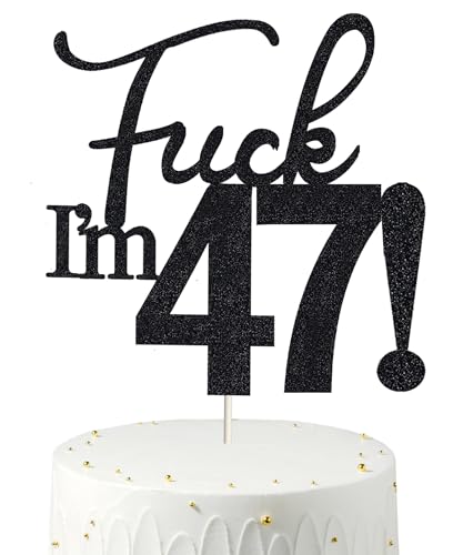 47 Cake Toppers, 47 Birthday Cake Toppers-Black Glitter, Funny 47th Cake Topper for Men,47 Cake Topper For Women, 47th birthday decorations,47th Birthday Cake Topper Forty seven