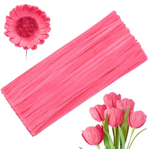 Image of 100 Pcs Pipe Cleaners Bulk Craft Suppies Light Peach Pink Pipe Cleaners | Chenille Stems Craft Pipe Cleaners for Crafts Cleaning Flower Making Festival Decorations